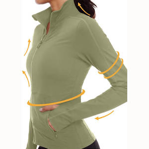 VITHAS INDUSTRY Women Olive Green Quarter-Zip Long Sleeve <b>Yoga</b> <b>Jacket</b> Slim Fit Polyester/Nylon Active Stretch Solid Color - Product Image 4