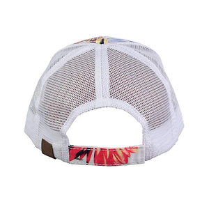 Floral Print Mesh Trucker <b>Hat</b> 6-Panel Adjustable Unisex Beach Cap Spring <b>Summer</b> Casual Style - Product Image 6