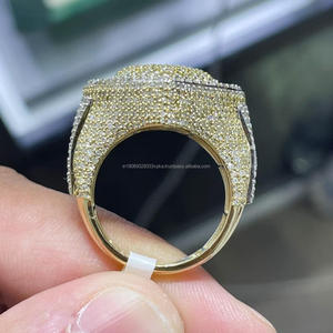 Anillo de Corazón para Hombre, Chapado en Plata de Ley, Corte Baguette, Estilo Hip Hop, Engaste de Puntas, Joyería Única con Forma de Corazón, Regalos de Aniversario - Product Image 2