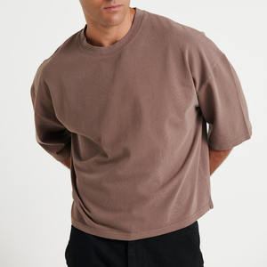 Camiseta de corte holgado personalizada para hombre, camiseta de felpa francesa, 100% algodón orgánico, camiseta gruesa de gran tamaño para hombre - Product Image 4