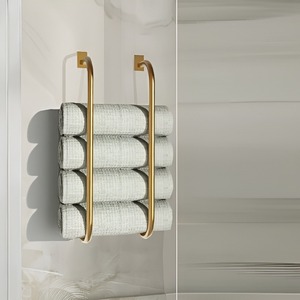 Almacenamiento de Toallas para Baño, Soporte de Pared para Toallas con Estante de Almacenamiento, Moderno Toallero de Metal para Montar en la Pared - Product Image 2