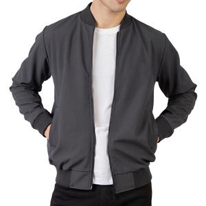 Veste de sport pour homme SPAWRTS SPORTS, bleu marine, style varsity, couleur unie, coupe-vent, col montant, fermeture éclair, style décontracté, coupe régulière - Product Image 4