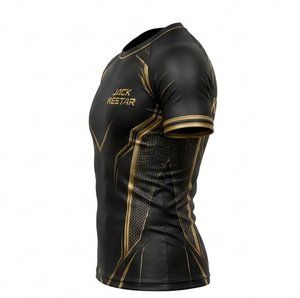 Camiseta de Compresión de Manga Larga para Hombre, Absorbente de Impactos, con Correa Ajustable, Nailon, Spandex, Poliéster, Deportiva, Sin Costuras, con Logotipo Personalizado - Product Image 4