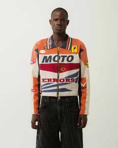 เสื้อสเวตเตอร์ไหมพรมพิมพ์ลาย Moto French Terry แบบซิป ผู้ชาย ทรงโอเวอร์ไซส์ คอกลม ระบายอากาศได้ดี ผ้าฝ้าย 100% สไตล์ฤดูหนาว - Product Image 2