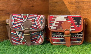 Nouveau modèle Tribal fait à la main en cuir véritable Kilim sac à bandoulière avec sangle réglable et multi-poches Boho ethnique femmes sac à bandoulière - Product Image 4
