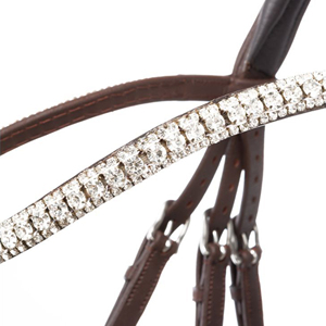Custom Logo Premium Breathable Oiled Leather Durable Sweat Absorbent Everness Bridle Crystals Browband Adjustable Horse Racing - Product Image 3