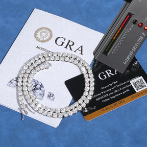Collier Hip Hop de Luxe en Or Blanc et Jaune avec Chaîne Tennis Ronde en Moissanite et Sertissage à Quatre Griffes - Product Image 3