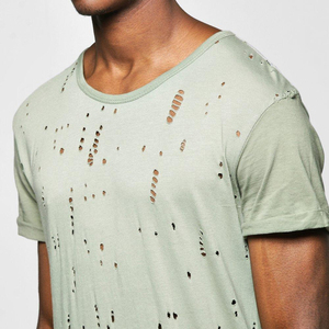 Camiseta de Hombre con Efecto Desgastado, Lavado Ácido, Cuello Redondo, Manga Corta, Verano, Moda Casual, Transpirable, Secado Rápido, al Mejor Precio al por Mayor - Product Image 3