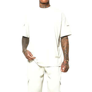 Fabricant de chemises pour hommes grande taille 230gsm T-shirt lourd 100% T-shirt épais et personnalisé en coton uni surdimensionné à épaules tombantes - Product Image 6