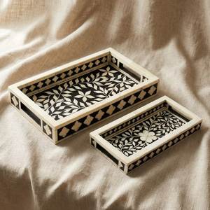 Noble Tradition Bone Inlay Luxury Handmade Serving Tray for Kitchen High-<b>End</b> Home Decor Dishwasher Safe Elegant <b>Table</b> Use - Product Image 6