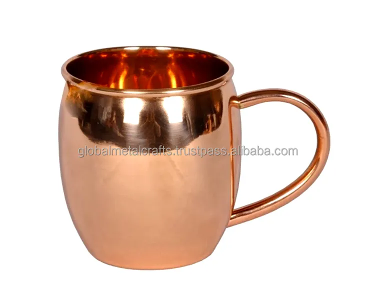 Moscow Mule Copper Mug、100% HANDCRAFTED Pure Solid Copper CUP、銅ビールジョッキ、ワインカクテルビールジョッキ、高品質のバレルジョッキ