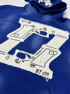 เสื้อฮู้ดดี้โอเวอร์ไซส์แบบซิป ตัดเย็บพิเศษ ผ้าฝ้าย 100% แต่งลายปักแบบดิสเทรส  สำหรับฤดูหนาว  แบบเรียบง่าย  สั่งทำได้ - Product Image 5