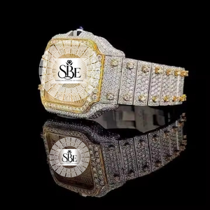Relojes de Lujo Personalizados con Diamantes de Imitación, Relojes de Moissanita Plateados con Incrustaciones de Diamantes, para Regalo, Relojes Mecánicos de Alta Calidad - Product Image 3