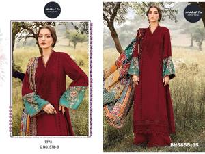 Dernière collection : meilleur tissu viscose lawn avec broderie, ensemble semi-couturié Salwar-Kameez et Dupatta, fournisseur d'Inde. - Product Image 3