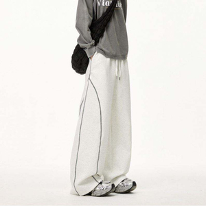 Pantalon unisexe oversize à jambes larges, style streetwear, avec coutures contrastées, coupe ample et décontractée, taille haute, style créateur de mode - Product Image 6