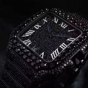 Reloj de Lujo Clásico con Diamante Moissanite Negro Plateado, Corte Brillante Redondo VS1, Esfera Cuadrada de 41 mm, Acero Inoxidable, Analógico - Product Image 5