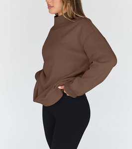 Women's Oversized Sweatshirts <b>Mock</b> <b>Neck</b> Pullover Long Sleeve <b>Tops</b> Fall Fashion Outfits 2026 Clothes Unlined Poly/Cotton Pullover - Product Image 4