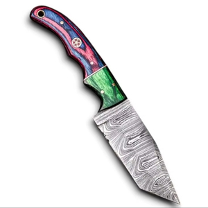 มีดล่าสัตว์ มีดตั้งแคมป์ มีดเอาตัวรอด UA Supplies Drop Point Damascus Steel ใบมีดเหล็กดามัสกัส ความแข็ง 58 HRC คมกริบ ด้ามไม้ตามหลักสรีรศาสตร์ น้ำหนักเบา - Product Image 1