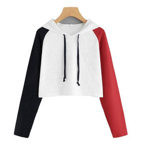 Latest Design Custom Logo Winter Hooded Front Oversized Crop Top Pullover Sweatshirt Cropped Hoodie Women Hoodies - Product Image 1