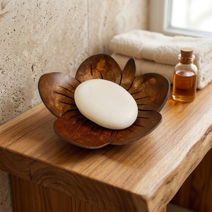 Porte-savon en coquille de noix de coco Stockage de savon de salle de bain écologique pour baignoire Villa Toilette - Product Image 5