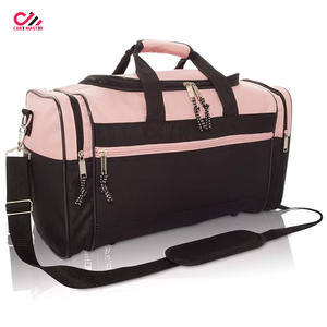 Customized Outdoor Sports Travel Duffel Bag 18in Black Pink Oxford Soft Shell Lightweight 30-40L Rectangular with Zipper Closure - Product Image 4