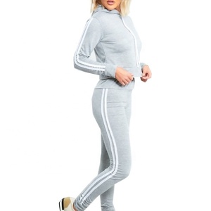 Custom Grey Jumper Set 100% Polyester Quick Dry Sportswear Sweat Suits For Women - Product Image 1