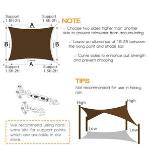 Tenda Parasole HDPE Mocha 16x20 - Eleganti Vele e Reti Ombreggianti per Esterni - Product Image 2