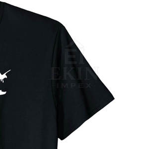 Camiseta de Manga Corta para Hombre, Cuello Redondo, Color Negro con Estampado Blanco, Corte Regular Informal, 100% Algodón Jersey - Product Image 3