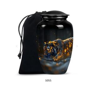 Grande urne noire en forme de tigre, urne funéraire pour cendres de tigre, urne commémorative noire en forme de tigre, urne funéraire pour animaux sauvages, urne pour cendres humaines adultes. - Product Image 1
