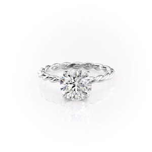 Anillo de compromiso y boda de oro amarillo de 14K chapado en oro con circonitas redondas de 1 quilate para ella, certificado IGI - Product Image 3