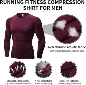 Men's Compression Long Sleeve Performance Shirt Premium Quick Dry Compression Base <b>Layer</b> <b>Top</b> Men's Athletic Compression Training - Product Image 4