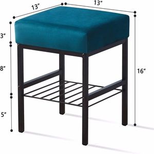 Poggiapiedi Moderno in Velluto con Base Antiscivolo 33x33x40 cm, Seduta Imbottita Morbida e Rivestimento in Velluto Peloso - Product Image 2