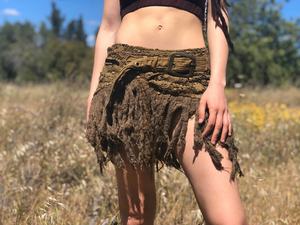 Minifalda Tribal |   Falda de Gasa de Algodón con Flecos |   Ropa para Festivales Bohemios |   Ropa de Hada Élfica en Capas para Mujer - Product Image 4