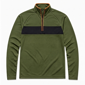 Custom <b>Men's</b> Fleece Quarter Zip <b>Pullover</b> Jacket Breathable Eco-Friendly Quick Dry Athletic Training Running Sportswear Wholesale - Product Image 3