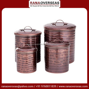 กล่องเก็บของทำจากทองแดงบริสุทธิ์แบบโบราณหรูหราทำจากโลหะคุณภาพดีที่สุดสำหรับน้ำตาลกาแฟและชาในราคาที่แข่งขันได้ - Product Image 3