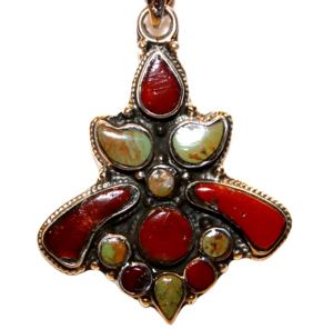Authentic Nepali 925 Sterling Silver Pendant Handcrafted Multi-Gemstone Turquoise <b>Coral</b> <b>Jewelry</b> Popular Fashion Pendants Charms - Product Image 6