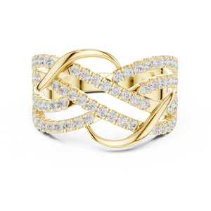 Anillo de Oro Amarillo de Lujo con Diseño Infinito Cruzado para Mujer, Anillo de Múltiples Hileras con Pavé, Joyería de Aniversario de Bodas, Regalo - Product Image 2