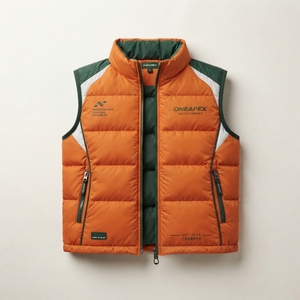 Blouson matelassé léger orange pour homme, col montant, fermeture éclair, veste d'hiver décontractée, streetwear, vêtements personnalisés - Product Image 4