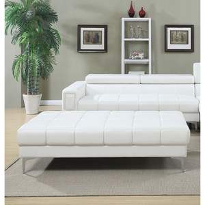 Extra Large 1pc ottomana per soggiorno in pelle bianca con gambe in metallo elegante sgabello e ottomana - Product Image 3