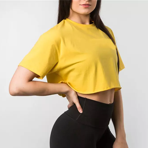 low moq high quality womens cotton <b>crop</b> t shirt breathable quick dry short sleeve casual tee crew neck summer gym <b>top</b> vendor - Product Image 6