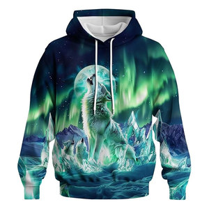 Sudadera con Capucha de Manga Larga, Divertida y Moderna, con Estampado de Lobo, Sudadera Informal con Capucha, Ropa Urbana con Estampado Gráfico de Animales, Cómoda, Unisex - Product Image 1
