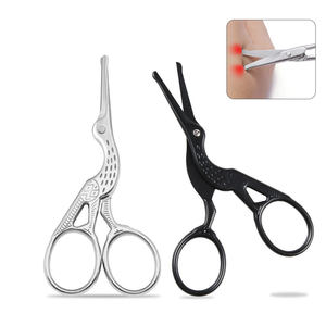 Tijeras de mano vintage con forma de grulla para recortar el vello de las cejas y la nariz, tijeras de acero inoxidable ANAAIF - Product Image 2