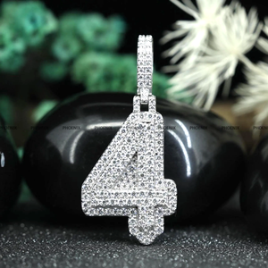 Pendentif à double couche en moissanite taille brillant rond avec passant standard, testé au diamant testeur par Phoenix Enterprise - Product Image 1