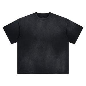 T-shirt personnalisé coupe ample et oversize, en tissu épais, délavé à l'acide, effet soleil et décoloré, anti-plis, respirant, style vintage, déchiré, effet pierre, personnalisable - Product Image 1