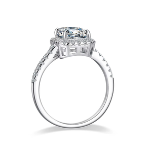 Offre Spéciale – Bagues de Fiançailles et de Mariage pour Femme en Argent S925 avec Diamant Taille Émeraude 4 carats et Moissanite, Plaqué Or, Ajustables - Product Image 4