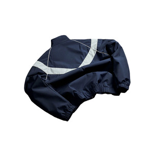 Men's Navy Blue Windproof <b>Racer</b> <b>Jacket</b> With Gray Color Blocking Stand Collar Zipper Closure Regular Fit Autumn Sporty Style - Product Image 2