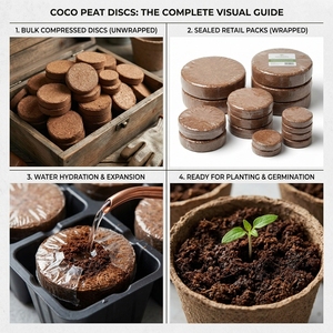 Disques de granulés de coco et de fibre de coco biologiques, couleur naturelle, pour la culture de semis, l'horticulture, le jardinage, l'agriculture - Product Image 4