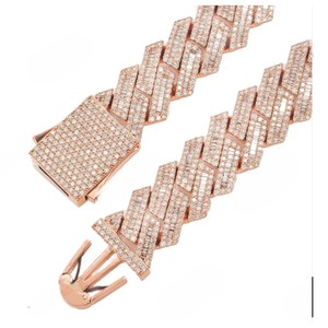 Chaîne cubaine Hip Hop entièrement sertie de pierres grandes de 16 mm et 22 pouces, plaquée or, en argent sterling, collier unisexe - Product Image 1