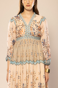 High Quality Women <b>Dress</b> Multicolor Floral Printed Flared <b>Dress</b> for Wedding Style Women <b>Dresses</b> at Best Price - Product Image 4