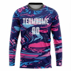 Football Teamwear Soccer Long Sleeve Jersey for Adults Plus Size Players Crew <b>Neck</b> Full Sleeves 100% Polyester Moisture-Wicking - Product Image 2